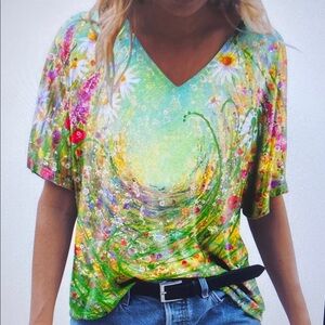 Floral V-Neck Women's Top